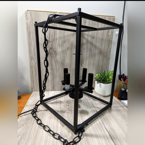 Chandelier Open Cage Black Matte Industrial - Picture 4 of 15